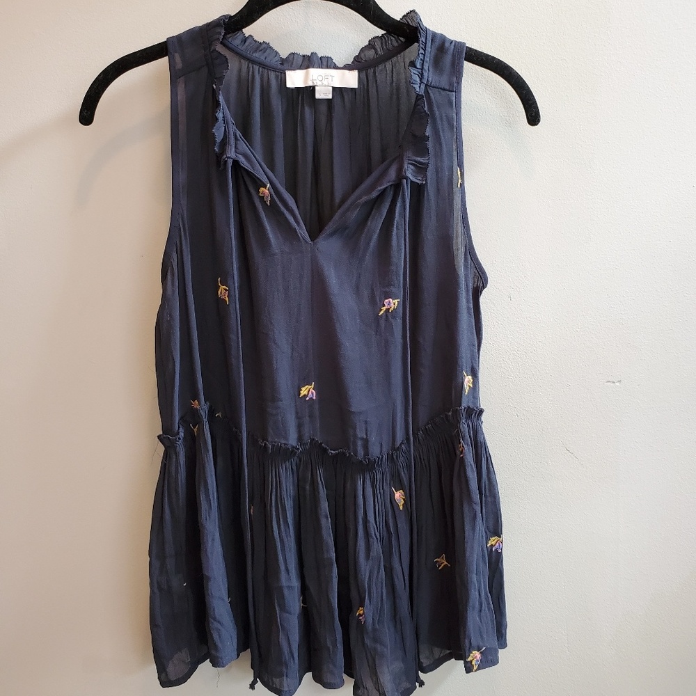 LOFT Navy Tank Blouse